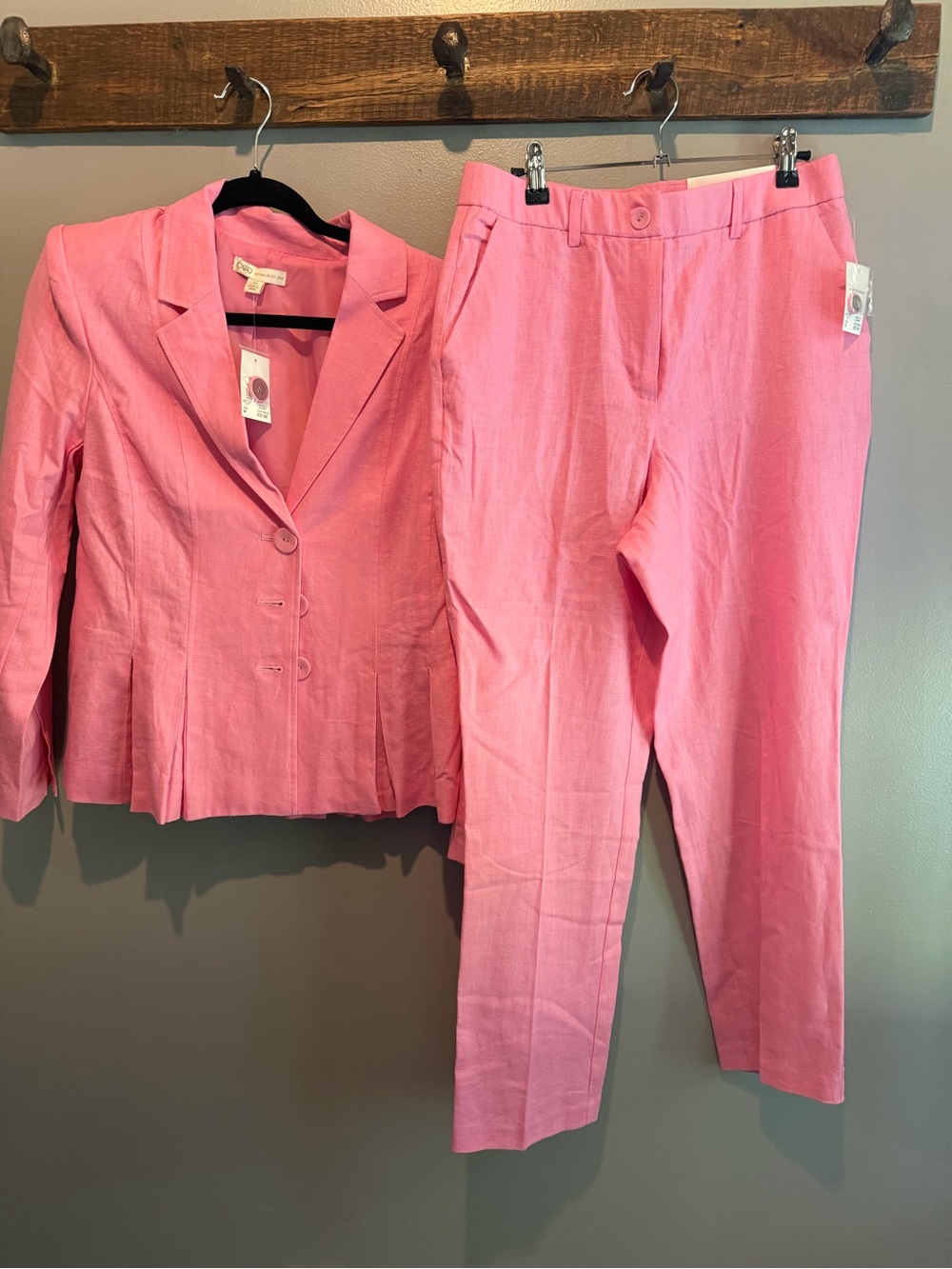 Cato Pink Linen-Blend Blazer & Pants Set
